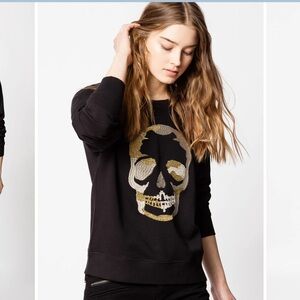 Zadig & Voltiare Upper Skull metallic gold silver sweater crewneck sweatshirt